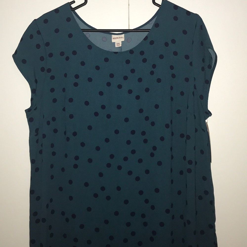Nwt teal with navy polka dots cute dress